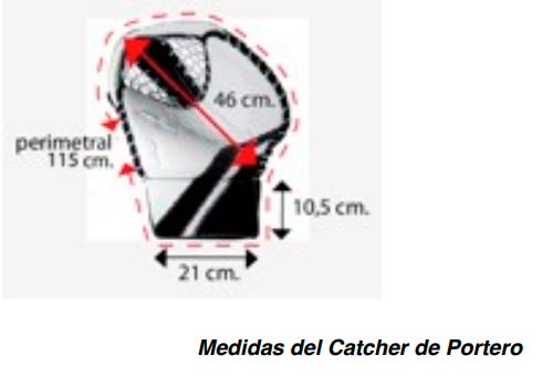 medidas del catcher de portero de Hockey linea